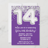 Invitation Purple Silver 14e fête d'anniversaire (Devant)