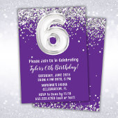 Invitation Purple Silver 6e fête d'anniversaire