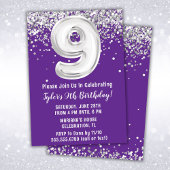 Invitation Purple Silver 9e fête d'anniversaire