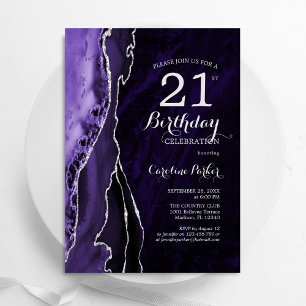 Invitation Purple Silver Agate 21e anniversaire
