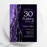 Invitation Purple Silver Agate 30e anniversaire<br><div class="desc">Purple et argent agate 30e anniversaire invitation de fête. Design élégant et moderne avec aquarelle agate marbre arrière - plan,  faux parties scintillant argent et typographie script. Carte invitation branchée parfaite pour une célébration anniversaire féminine élégante. Invitations Zazzle imprimées ou téléchargement instantané modèle imprimable numérique.</div>