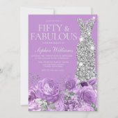 Invitation Purple & Silver Cinquante et fabuleux 50e annivers (Devant)