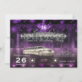 Invitation Purple & Silver City Lights Limo Hollywood Party (Devant)