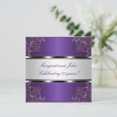 Invitation Purple Silver Floral 25e anniversaire fête (Debout devant)