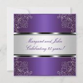 Invitation Purple Silver Floral 25e anniversaire fête (Devant)