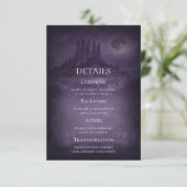 Invitation Purple Silver Gothic Romance Wedding Details Card (Debout devant)