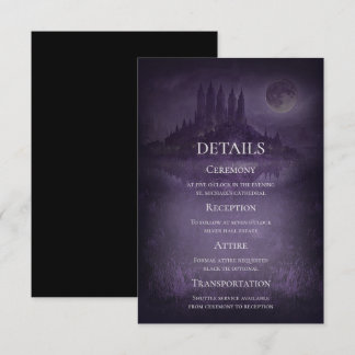 Invitation Purple Silver Gothic Romance Wedding Details Card