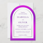 Invitation Purple silver gradient frame wedding (Devant)