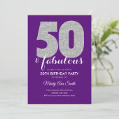 Invitation Purple Silver Parties scintillant 50 & Fabuleux fê (Debout devant)
