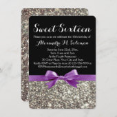 Invitation Purple Silver Parties scintillant Sweet 16 Party I (Devant / Derrière)