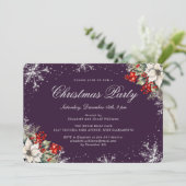 Invitation Purple Silver Snowflakes Christmas Holiday Party (Debout devant)