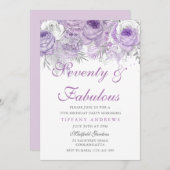 Invitation Purple Silver Soixante-dix et fabuleux 70e anniver (Devant / Derrière)