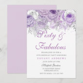 Invitation Purple Silver Soixante et fabuleux 60e anniversair (Devant / Derrière)
