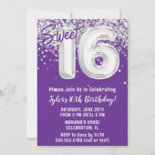 Invitation Purple Silver Sweet 16e fête d'anniversaire (Devant)