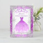 Invitation Purple Silver Winter Wonderland Sweet 16 (Debout devant)