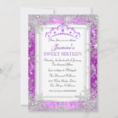 Invitation Purple Silver Winter Wonderland Sweet 16 (Dos)