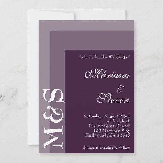 Invitation Purple Simple Moderne Chic Script Mariage Invitati (Devant)