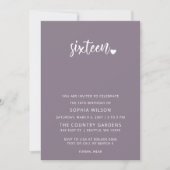Invitation Purple Simple Script Sweet 16 Anniversaire Photo (Devant)