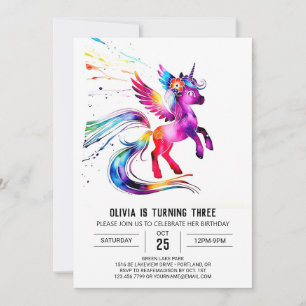 Invitation Purple Simple Unicorn Digital Anniversaire