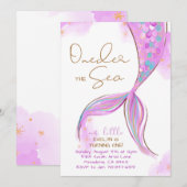 Invitation Purple Sirène 1er Anniversaire Fête ONE der The Se (Devant / Derrière)