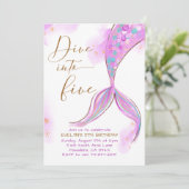 Invitation Purple Sirène Plonger Dans Cinq Anniversaires (Debout devant)