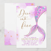 Invitation Purple Sirène Plonger Dans Cinq Anniversaires (Devant / Derrière)
