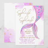 Invitation Purple Sirène Splish Splash Girl Anniversaire (Devant / Derrière)