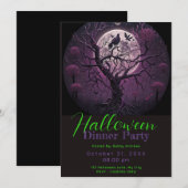 Invitation Purple Sky Pleine lune Bird Dîner d'Halloween (Devant / Derrière)