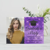 Invitation Purple Sparkle Graduate Photo Party (Debout devant)