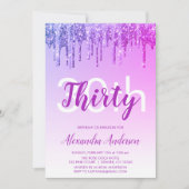 Invitation Purple Sparkle Parties scintillant 30e fête d'anni (Devant)