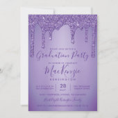 Invitation Purple Sparkle Parties scintillant Drives Graduati (Devant)
