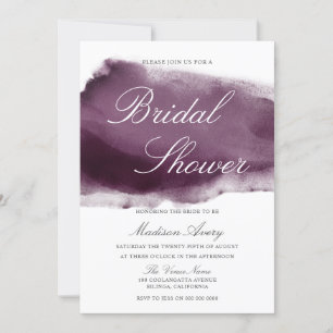 Invitation Purple Splash Fête des mariées d'aquarelle moderne