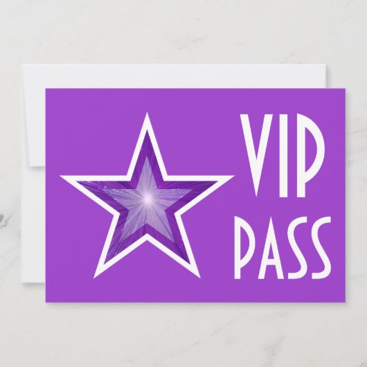 Invitation Purple Star 'VIP PASS' violet horizontal (Devant)