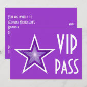 Invitation Purple Star 'VIP PASS' violet horizontal (Devant / Derrière)