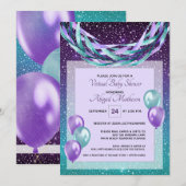Invitation Purple Starry Night Baby shower virtuel par courri (Devant / Derrière)