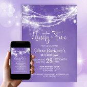 Invitation Purple String Lights 95e fête d'anniversaire