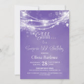 Invitation Purple String Lights Surprise 55e anniversaire fêt (Devant)