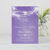 Invitation Purple String Lights Surprise 55e anniversaire fêt (Debout devant)