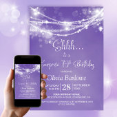 Invitation Purple String Lights Surprise 70e anniversaire fêt