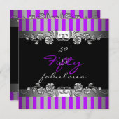 Invitation Purple Stripe 50 et fabuleuse fête du 50e annivers (Devant / Derrière)
