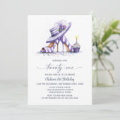 Invitation Purple Striped High Heel Shoes 21st Birthday Party (Debout devant)