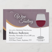 Invitation Purple Stripes Dégustation De Vins Bachelorte (Devant / Derrière)