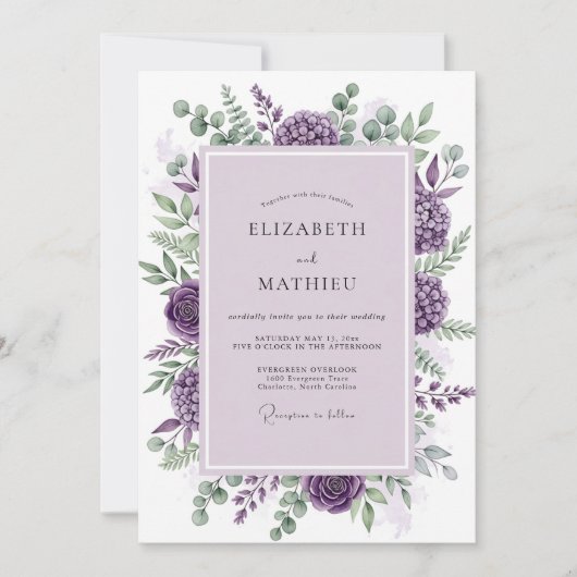 Invitation Purple Sublime Botanical Wedding (Devant)