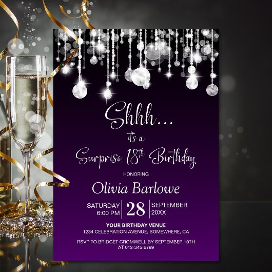 Invitation Purple Surprise 18ème anniversaire