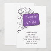 Invitation Purple Sweet 16 Anniversaire (Devant / Derrière)