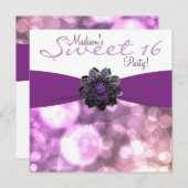 Invitation Purple Sweet 16 Anniversaire (Devant / Derrière)