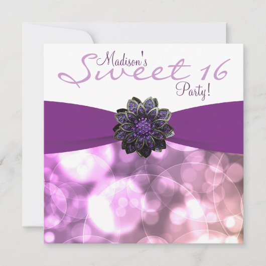 Invitation Purple Sweet 16 Anniversaire (Devant)