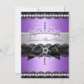 Invitation Purple Sweet 16 Anniversaire Fête Silver Black Lac (Devant)