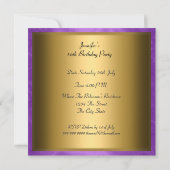 Invitation Purple Sweet 16 Anniversaire Soirée Or Blanc Tiara (Dos)
