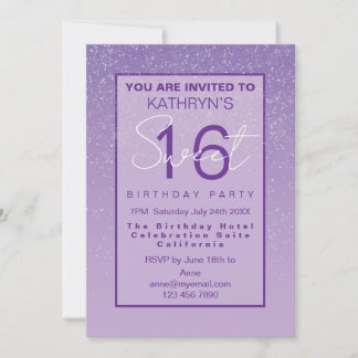 Invitation Purple Sweet 16 Birthday Party 